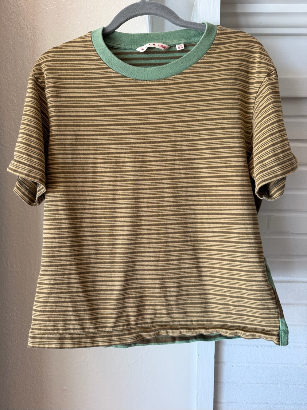 Marni x Uniqlo Green Brown Striped Colorblock T-Shirt XXS